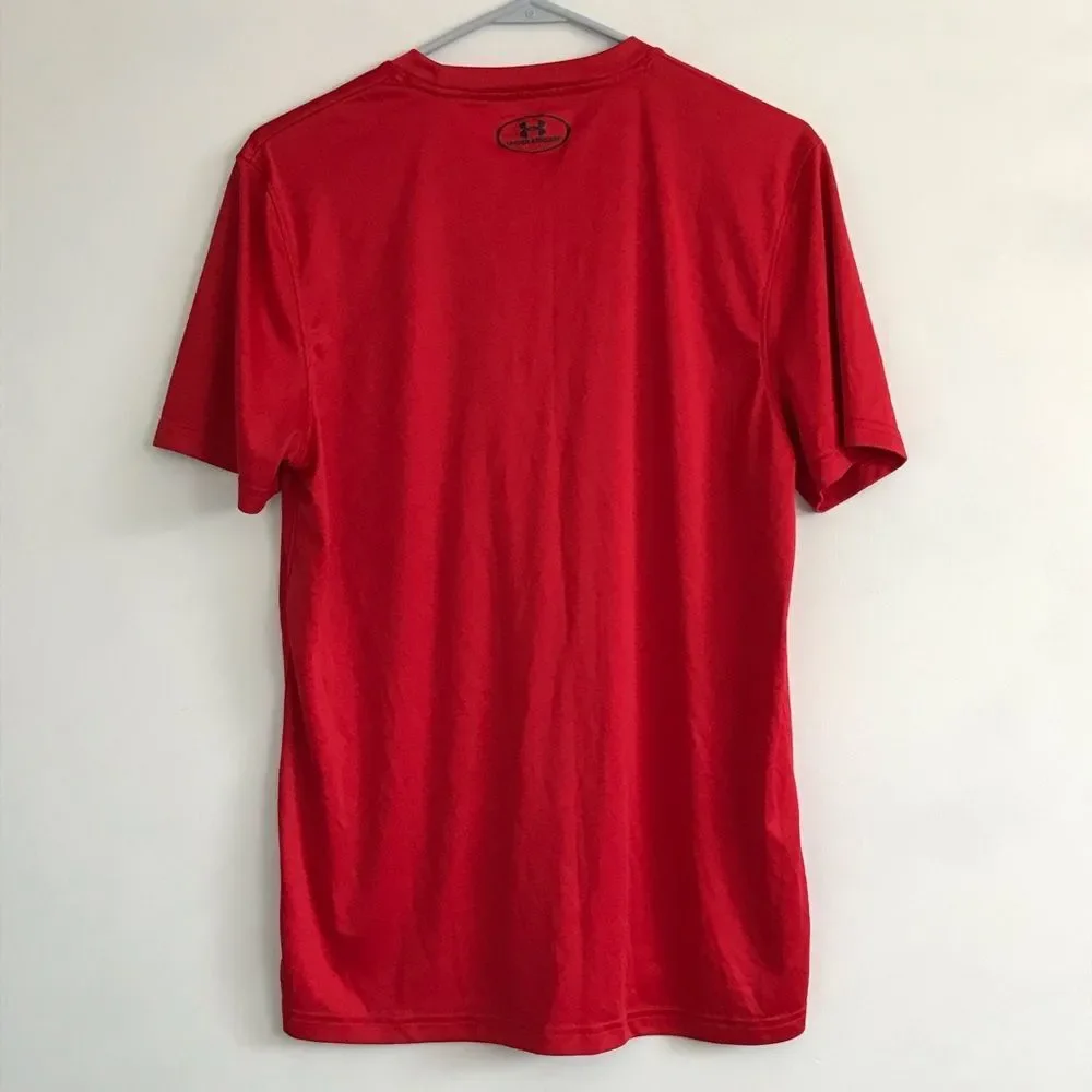 Under Armour Heat Gear Red Sz Medium Loose Fit Mens Shirt Tee Tshirt Crew Neck